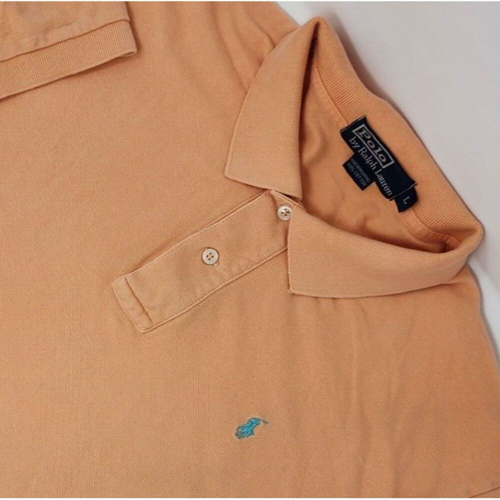 Ralph Lauren Polo Shirt Mens Size Large‎ Light Orange/Peach Short Sleeve Cotton